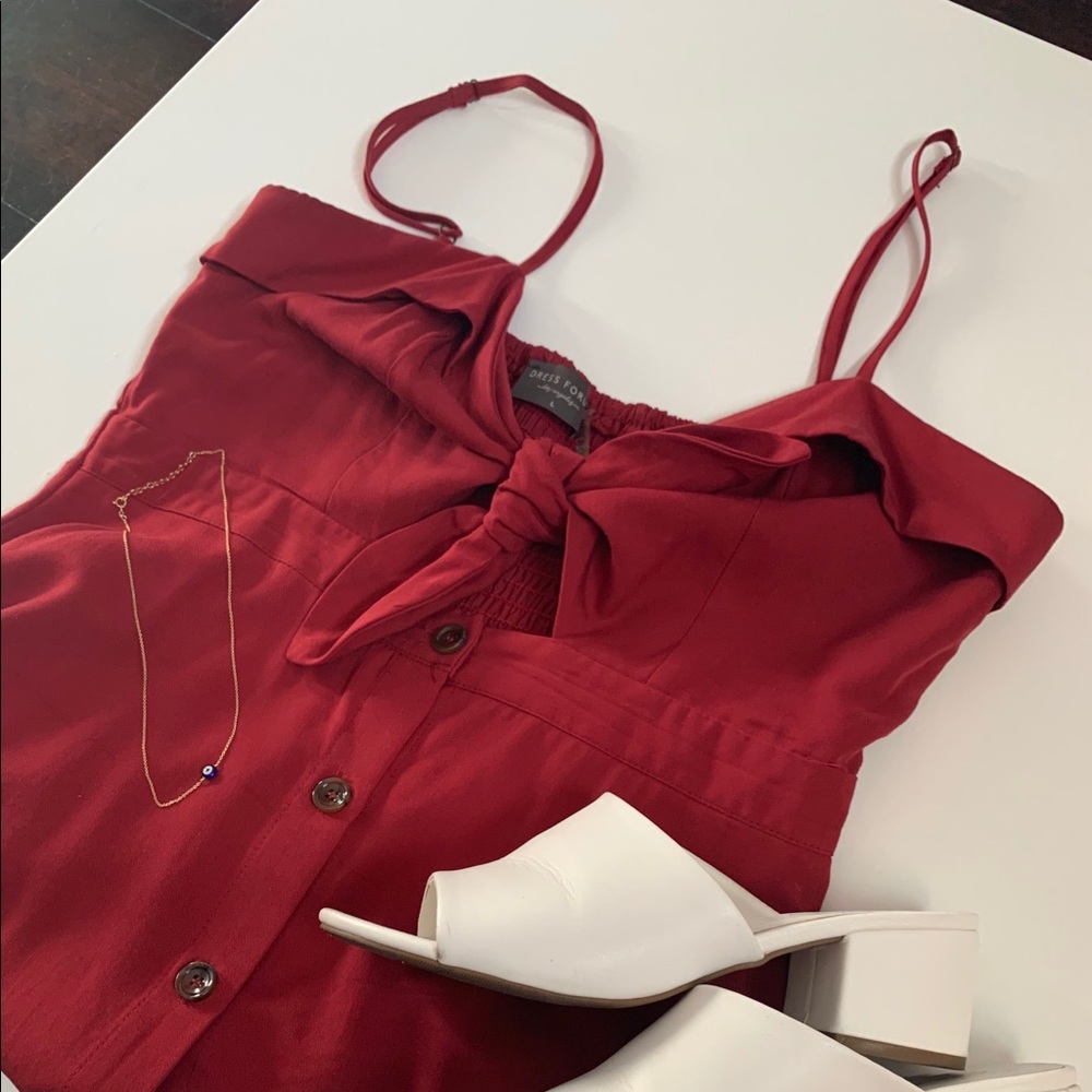 Red Tie Front Dress